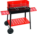 Barbecue a Carbone Carbonella in Acciaio con Ruote Bauer Rosso