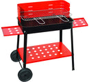 Barbecue a Carbone Carbonella in Acciaio con Ruote Bauer Rosso