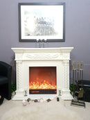 Camino Elettrico da Pavimento 102x120x33 cm Effetto Fiamma 1500W Milano Marrone