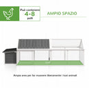 Pollaio da Giardino per 4-8 Galline con Rete Metallica e Tetto Apribile 240x112,5x76 cm in Legno Bianco      