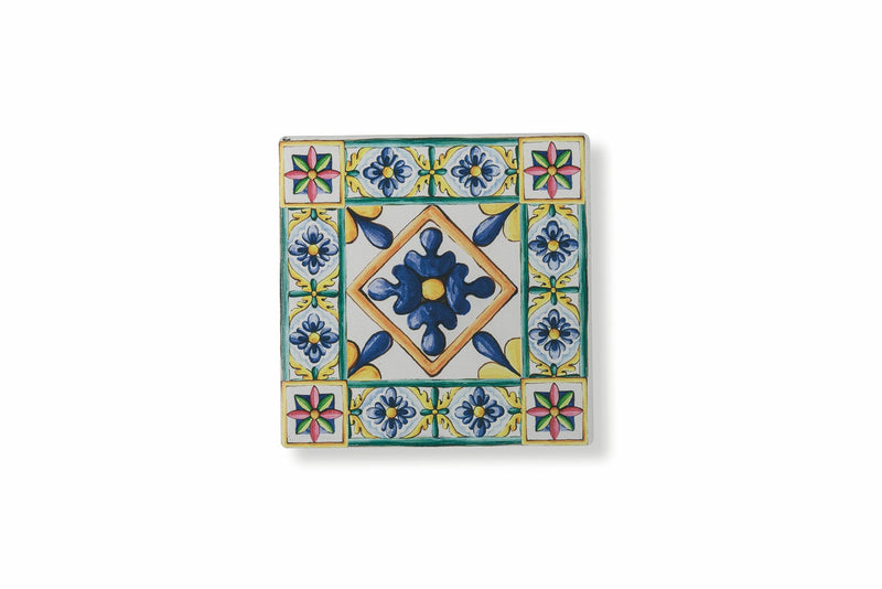 Set 6 Sottobicchieri Quadrati in Ceramica Fondo in Sughero 10x10 cm VdE Tivoli 1996 Costiera