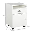Cassettiera Portadocumenti da Ufficio 40x35x60 cm in Legno  Bianco