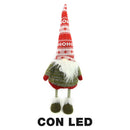 Pupazzo Gnomo in Tessuto con Led rosso cm 18x15xh55