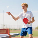 Set 4 Racchette Ping Pong con 8 Palline Base in Legno Ingegnerizzato con Borsa di Trasporto Nero e Rosso  