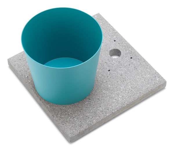 prezzo Base con Vaschetta per Fontane con Ghiera Grande 40x40x5 cm in Cemento Belfer 42/BSE/3 Turchese