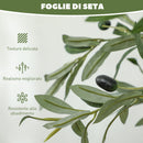 Pianta Artificiale di Ulivo 120 H cm con 450 Foglie e 20 Olive Vaso Incluso  