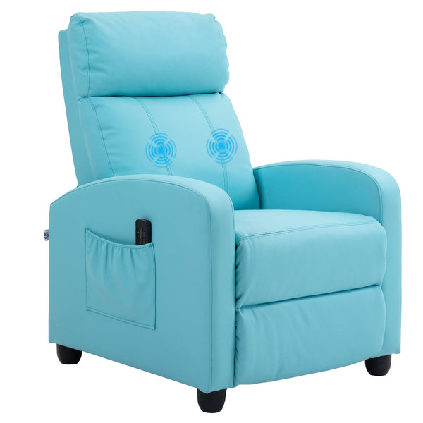 Poltrona Relax Massaggiante 68x88x98 cm con Telecomando e 8 Programmi Reclinazione e Poggiapiedi Azzurro online