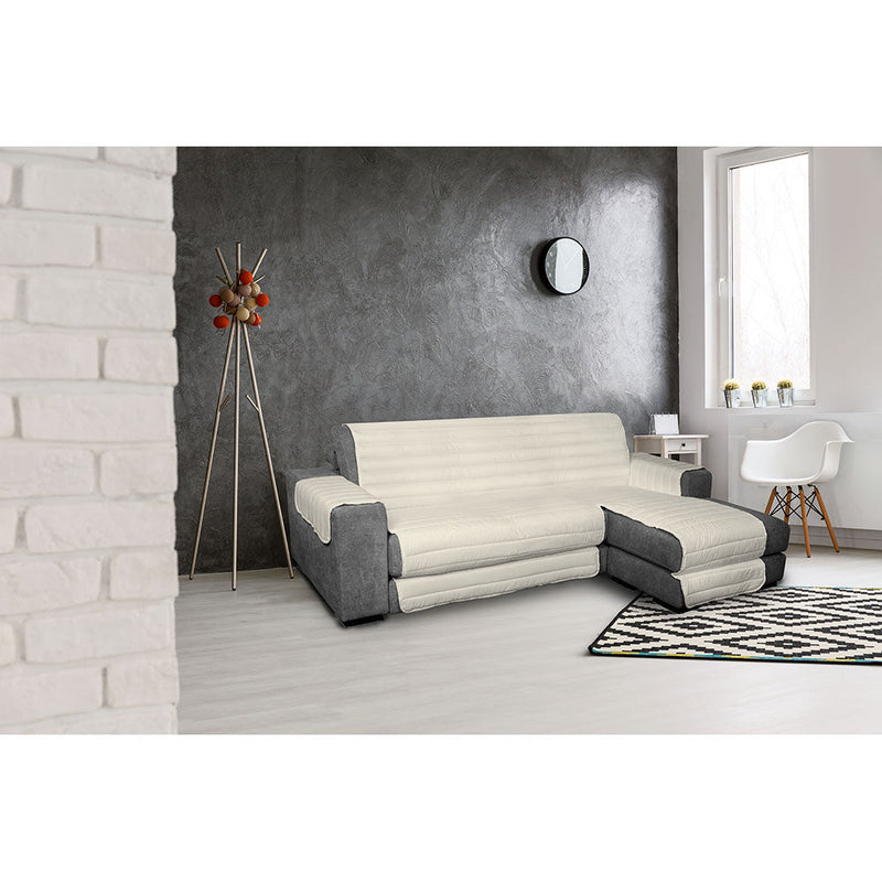 Copridivano Trapuntato in Microfibra con Penisola Destra Panna