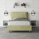Letto 1 Piazza E Mezzo Imbottito in Microfibra Antea Large Tè Verde Varie Misure