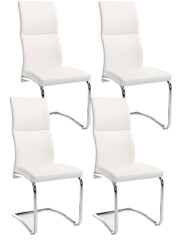 online Set 4 Sedie Imbottite 44x58x104 cm Thelma in Ecopelle Bianco