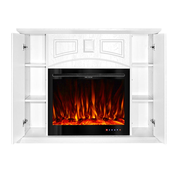 Camino Elettrico da Pavimento 105x135x32 cm Effetto Fiamma 1500W Toulouse & Colorado Bianco prezzo