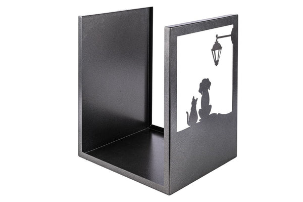 Portalegna per Camino in Ferro Verniciato 40,5x35,5x50cm Grigio Martellato sconto