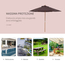 Ombrellone da Giardino Ø2.5 m Palo Ø38 mm in Legno Marrone 