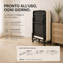 Letto Singolo Pieghevole 80x40x190 cm con Materasso 10 cm Cuscino e Cover in Acciaio Nero      