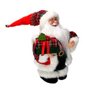 Babbo natale in tessuto rosso con regali, musica e movimento cm xh35