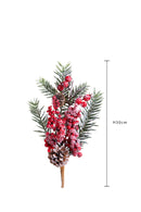Set 12 Rametto Ghiacciato con Bacche H30 cm Rosso