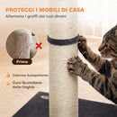 Tiragraffi per Gatti 39,5x39,5x80 cm con Corda in Sisal e Base in Truciolato e Peluche Grigio Scuro      