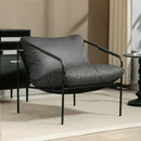 Poltrona da Salotto 74,5x75x77 cm con Cuscini Spessi in Pelle PU e Telaio in Metallo Grigio Carbone      