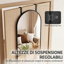 Specchio da Parete e Porta ad Arco 40x110 cm con Ganci e Cornice in Lega di Alluminio e Vetro Temperato Nero      