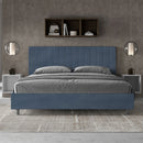 Letto Matrimoniale Imbottito in Microfibra Agueda Blu Varie Misure