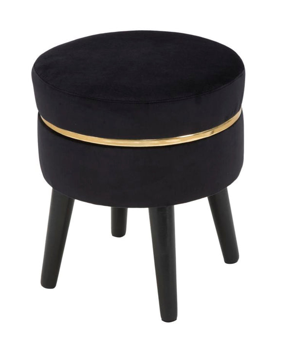 prezzo Sgabello Paris Nero Ø35x40,5 cm in Legno Spugna e Poliestere Nero e Oro