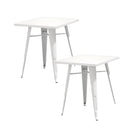 Set 2 Tavoli da Giardino 60x60 cm in Lamiera Galvanizzata Vorghini Avorio