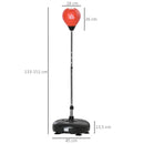 Sacco da Boxe ad Altezza Regolabile 45x45x133-151 cm con Guanti Inclusi in PE e Acciaio Rosso      