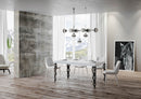 Tavolo Allungabile 160-420x90x77 cm Karamay Premium Bianco Frassino Telaio Antracite 