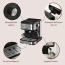 Macchina da Caffè e Cappuccino 850W 15 Bar 35.5x21x29 cm Nero e Argento