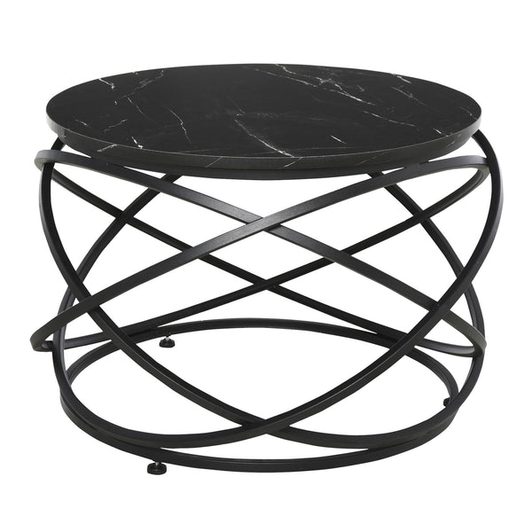 sconto Tavolino Basso Ø65x44,5 cm in Metallo e Legno Nero