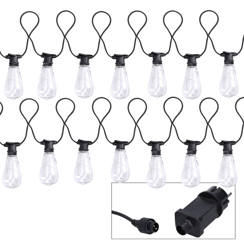 Set 10 Lampadine di Plastica a Catena 5m per Esterno Luce Bianco Caldo