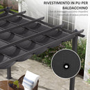Pergola Gazebo 3x3 m con 8 Fori di Drenaggio in Alluminio Metallo e Poliestere Grigio Scuro