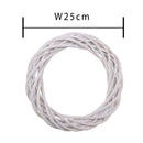 Set 6 Coroncine Bianche di Rattan Larghezza 25 cm