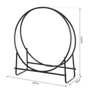Porta Legna Design Cerchio da Interno in Ferro Nero 102x40x114 cm 