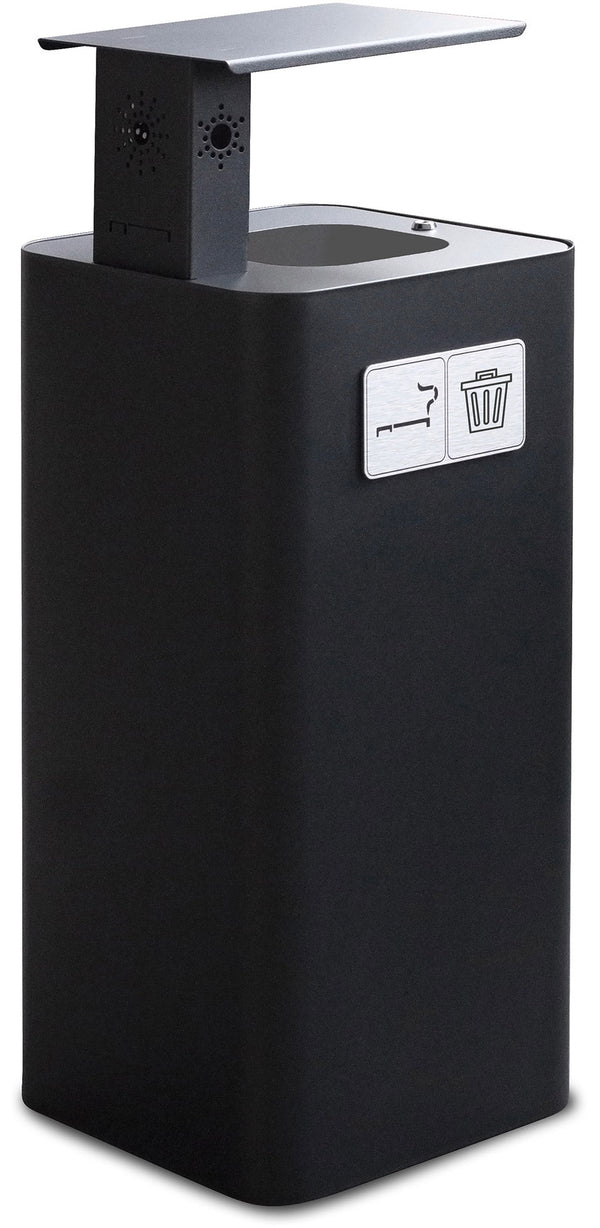 sconto Pattumiera Per Raccolta Rifiuti 38x38xh102 cm In Acciaio Verniciato con Coperchio Basculante Nero
