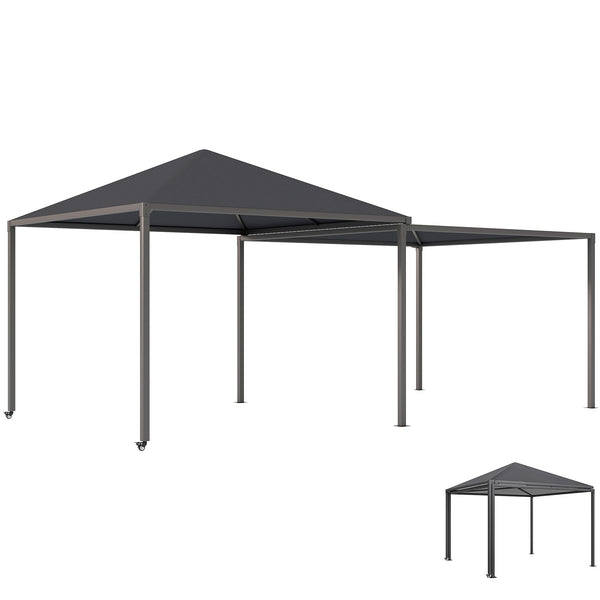 online Gazebo da Giardino Estensibile 295-560x295x275 cm Copertura in Poliestere UPF30+ con Ruote Grigio