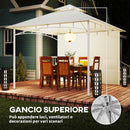 Gazebo da Giardino 3x3 m Tenda Laterale con Tasche Portaoggetti e Gancio a Soffitto in Metallo e Poliestere UPF30+ Bianco Crema      
