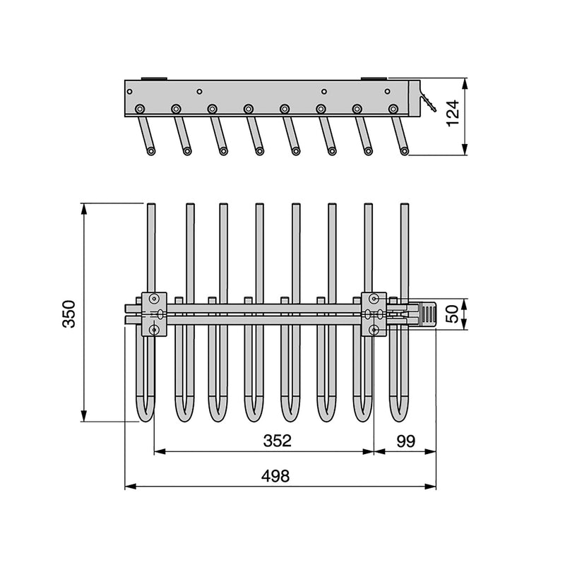 Porta Pantaloni Estraibile per Armadio Montaggio a Destra in Acciaio e Plastica Emuca Grigio Metallizzato