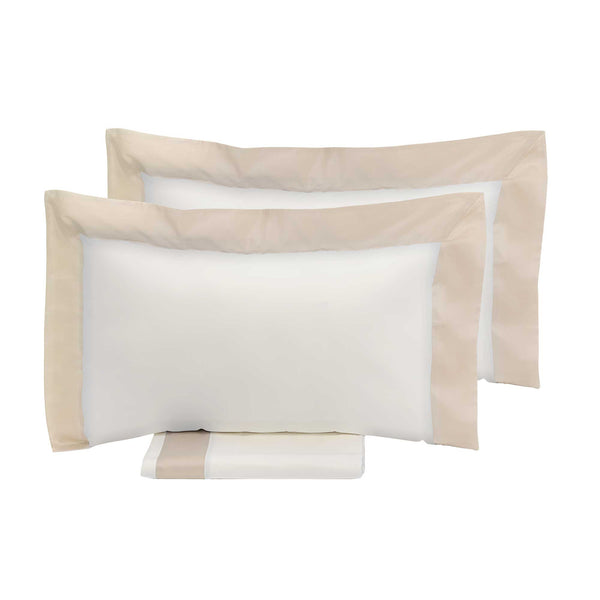 Copripiumino Matrimoniale con Sacco e Federe Bordi in Raso Garrini Eveline Avorio/Beige online