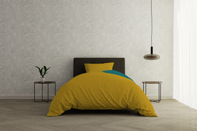 Copripiumino con Sacco e Federe Doubleface Ocra\/Verde Bottiglia