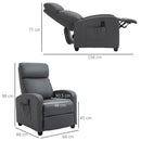 Poltrona Relax Massaggiante 68x88x98 cm con Telecomando in Similpelle Grigio
