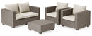 Set Salotto da Giardino in Resina Divano 2 Poltrone e Tavolino Bauer Salta Cappuccino