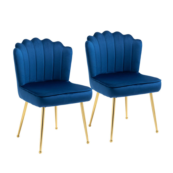 Set 2 Sedie Imbottite 57x58x88 cm in Tessuto Effetto Velluto Blu sconto