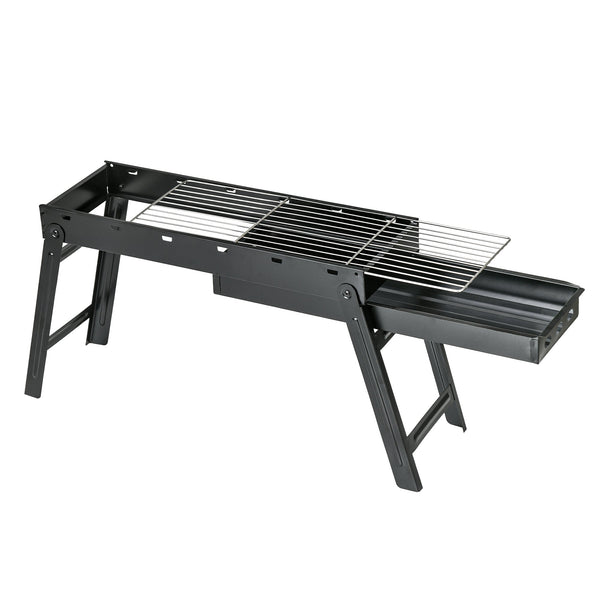 sconto Barbecue a Carbonella Portatile con Gambe Pieghevoli e Vassoio Estraibile 74x20x38 cm in Metallo Nero