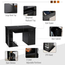 Scrivania da Ufficio Porta PC 120x60x74 cm con Mensole Ripiano Tastiera  Nera