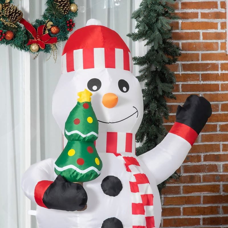 PUPAZZO DI NEVE GONFIABILE CON LUCE LED COLORATA GONFIATORE INCLUSO