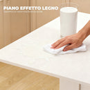 Tavolo Allungabile per 4-6 Persone 140x80x77,5 cm in Truciolato e Acciaio Bianco Effetto Legno      