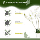 Pianta Artificiale Orchidea H75 cm con Vaso Bianco