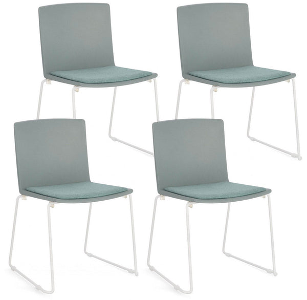 Set 4 Sedie 43,5x50x79 cm Giulia in Poliestere Bianco e Verde Salvia sconto