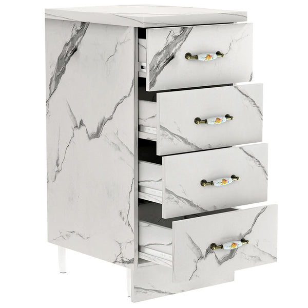 online Mobile da Cucina Cassettiera 4 Cassetti 40x50x85 cm in Legno Bianco Effetto Marmo